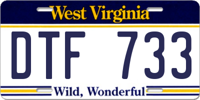 WV license plate DTF733