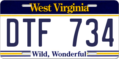 WV license plate DTF734