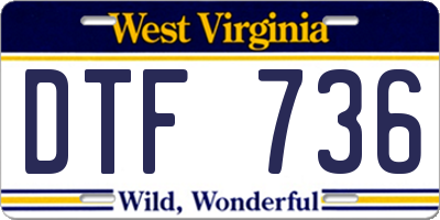 WV license plate DTF736