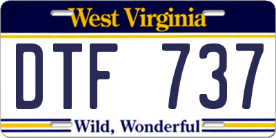 WV license plate DTF737