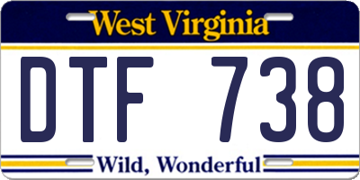 WV license plate DTF738