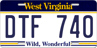 WV license plate DTF740