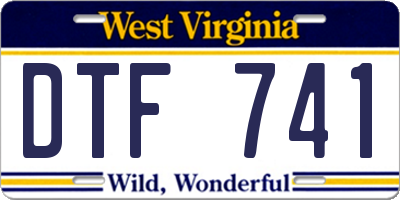 WV license plate DTF741