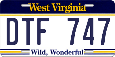 WV license plate DTF747