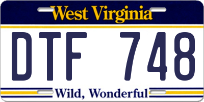 WV license plate DTF748