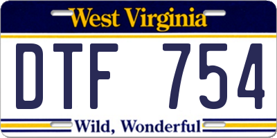 WV license plate DTF754