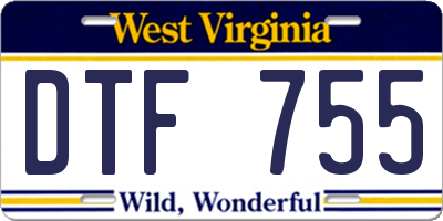 WV license plate DTF755