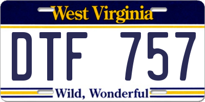 WV license plate DTF757