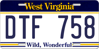 WV license plate DTF758