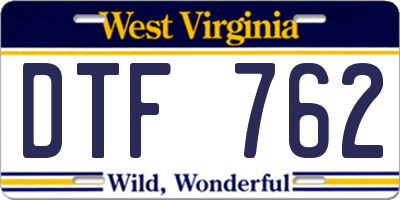 WV license plate DTF762