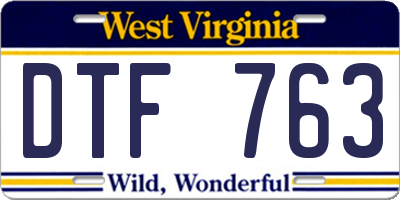 WV license plate DTF763