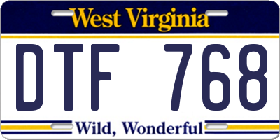 WV license plate DTF768