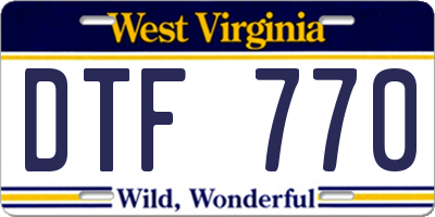 WV license plate DTF770