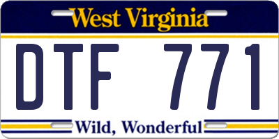 WV license plate DTF771