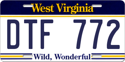 WV license plate DTF772