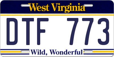 WV license plate DTF773