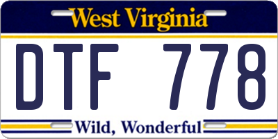 WV license plate DTF778