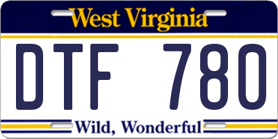 WV license plate DTF780