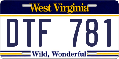 WV license plate DTF781