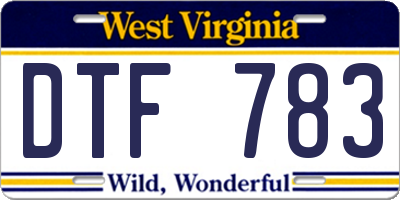 WV license plate DTF783