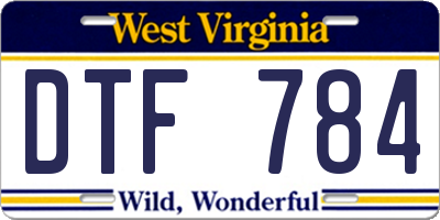 WV license plate DTF784