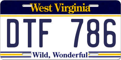 WV license plate DTF786