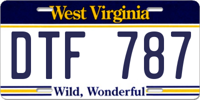 WV license plate DTF787