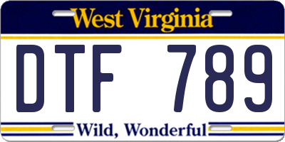 WV license plate DTF789