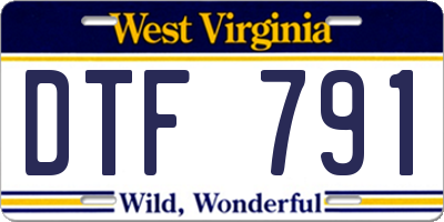 WV license plate DTF791