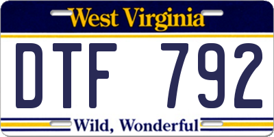 WV license plate DTF792