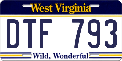 WV license plate DTF793