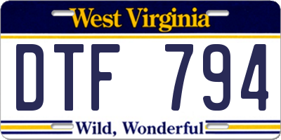 WV license plate DTF794