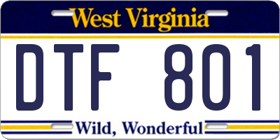 WV license plate DTF801