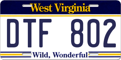 WV license plate DTF802