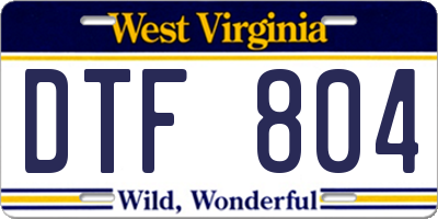 WV license plate DTF804