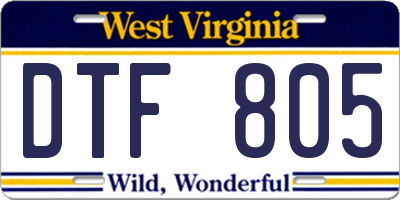 WV license plate DTF805