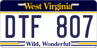 WV license plate DTF807