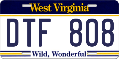 WV license plate DTF808