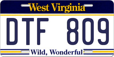 WV license plate DTF809