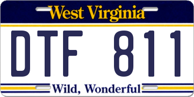 WV license plate DTF811