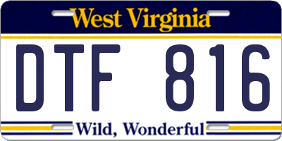 WV license plate DTF816