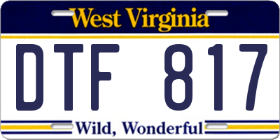 WV license plate DTF817