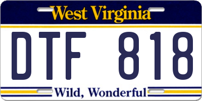 WV license plate DTF818