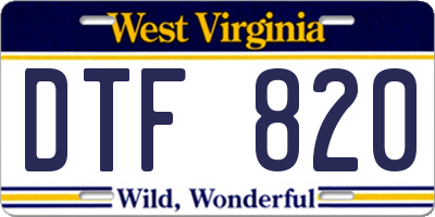 WV license plate DTF820