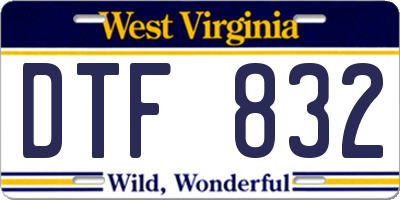 WV license plate DTF832