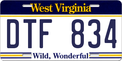 WV license plate DTF834