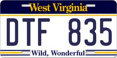 WV license plate DTF835