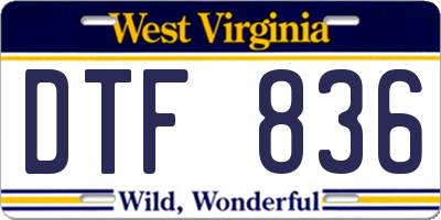 WV license plate DTF836