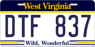 WV license plate DTF837