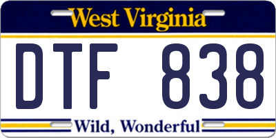 WV license plate DTF838